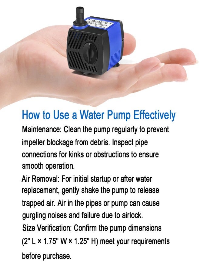 AQUANEAT Small Fountain Pump, 80 GPH Submersible Water Pump for Aquarium Fish Tank, Outdoor Water Fountain, Hydroponics, Pond Filter Pump - Image 4